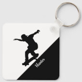 Skateboard Skateboarden Leuk Silhouet Sleutelhanger (Achterkant)