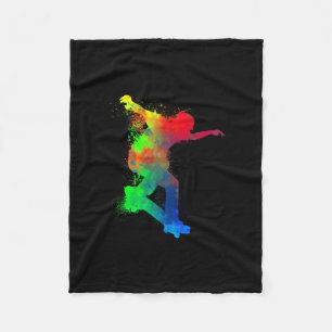 Skateboard Skateboarder - Moderne Kunst Skateboard Fleece Deken