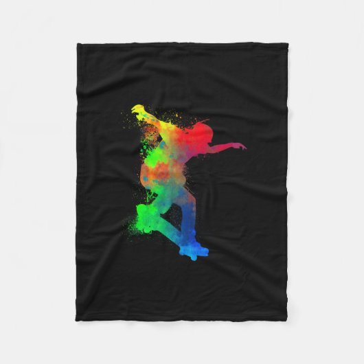 Skateboard Skateboarder - Moderne Kunst Skateboard Fleece Deken (Voorkant)