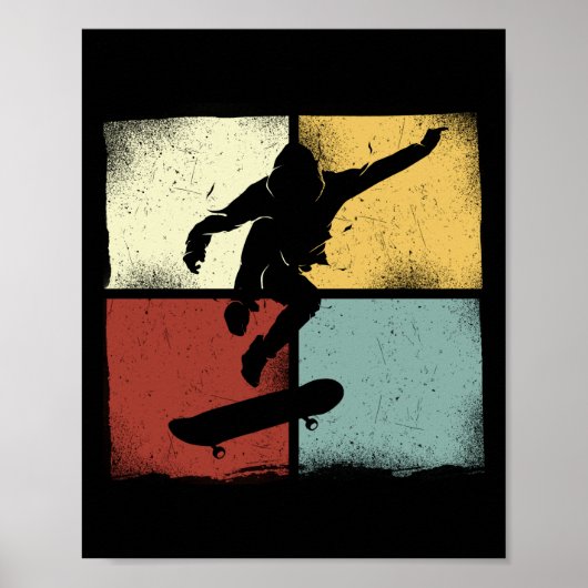 Skateboard Skateboarder Retro Skater  80S Poster (Voorkant)