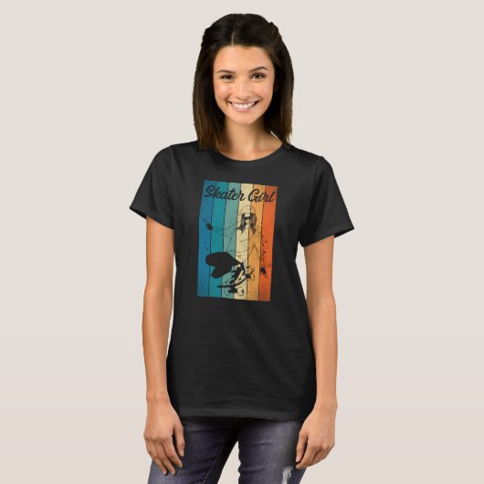 Skateboard Skateboarder Skater Girl 80S T-shirt (Voorkant volledig)