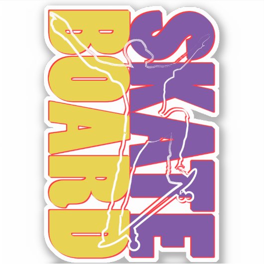 Skateboard Skateboarding 4-inch Kiss Cut Vinyl Sti Sticker (Voorkant)