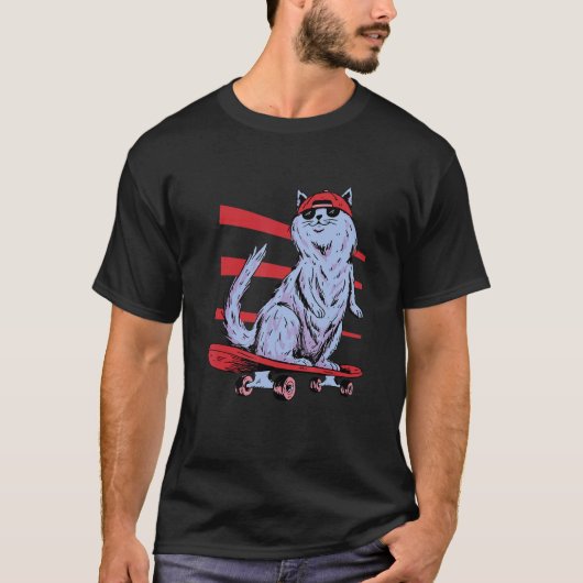 Skateboard Skateboarding Cat   T-shirt (Voorkant)