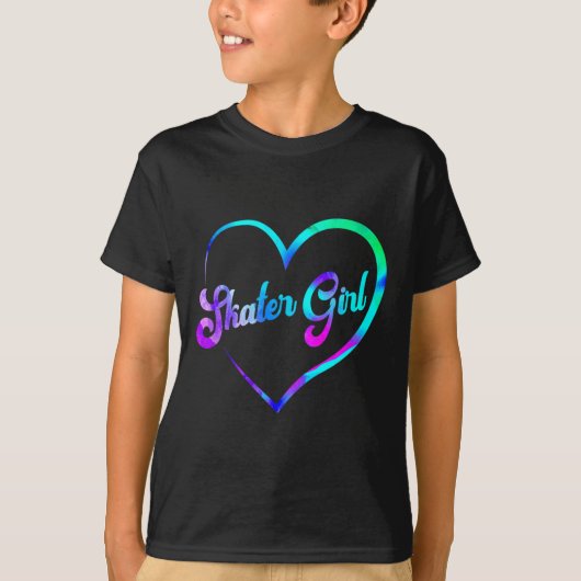 Skateboard Skater Meisje Hart T-shirt (Voorkant)
