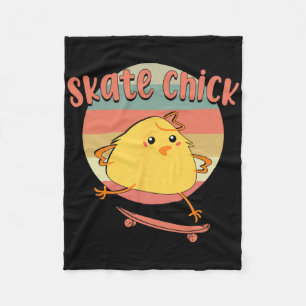 Skateboard Skater Meisje Kip Vintage 80s 90s Ret Fleece Deken