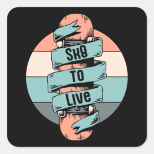 Skateboard Skater Skateboard Schaats Retro Cadea I Vierkante Sticker