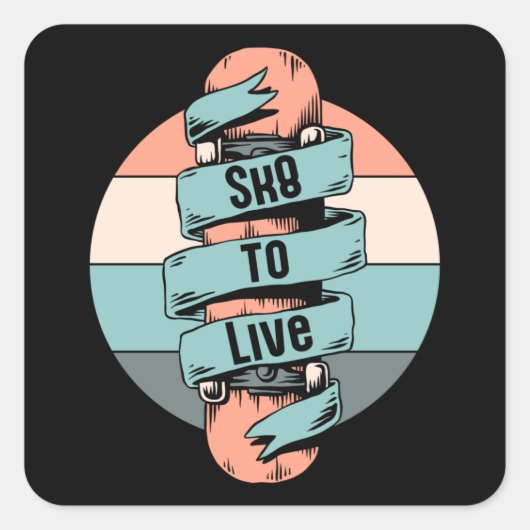 Skateboard Skater Skateboard Schaats Retro Cadea I Vierkante Sticker (Voorkant)
