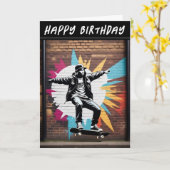 Skateboard Skater Wall Grunge Street Art Verjaarda Kaart (Gele Bloem)