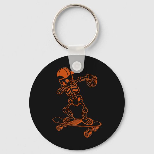 Skateboard Skelet Pet Cool Trick Ollie Sleutelhanger (Voorkant)