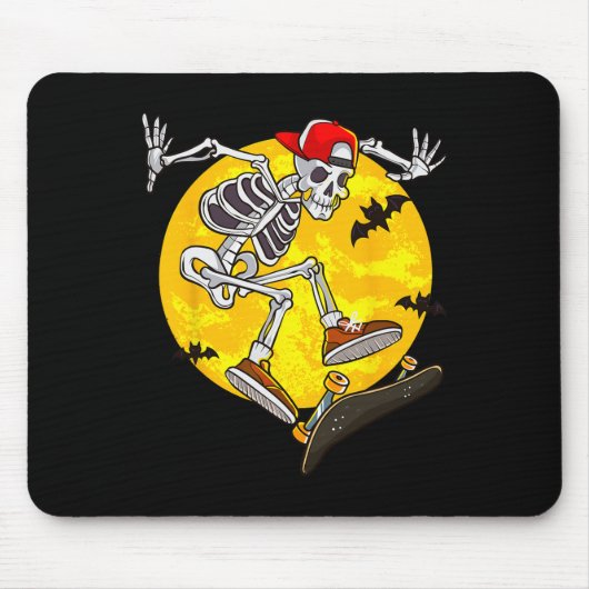 Skateboard Skeleton Funny Halloween Kostuum Schaat Muismat (Voorkant)