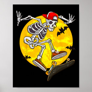 Skateboard Skeleton Funny Halloween Kostuum Schaat Poster