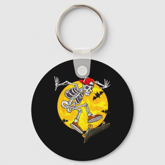 Skateboard Skeleton Funny Halloween Kostuum Schaat Sleutelhanger (Voorkant)