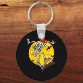 Skateboard Skeleton Funny Halloween Kostuum Schaat Sleutelhanger (Voorkant)