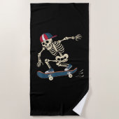 Skateboard Skeleton Halloween Skateboarding Skater Strandlaken (Voorkant)