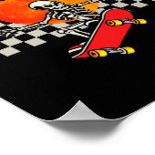 Skateboard Skeleton Halloween Skeleton Horror Berg Poster (Hoek)