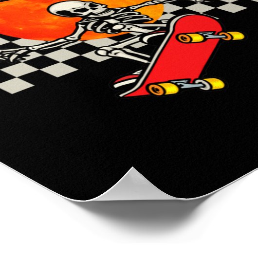 Skateboard Skeleton Halloween Skeleton Horror Berg Poster (Hoek)