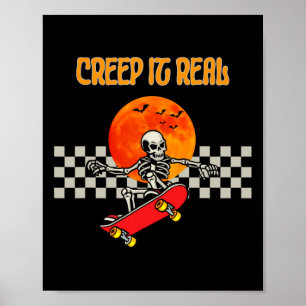 Skateboard Skeleton Halloween Skeleton Horror Berg Poster