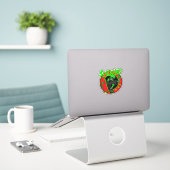 Skateboard Skeleton Red Green 4-inch Kus Cut Vinyl Sticker (Laptop op bureau)
