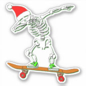 Skateboard Skeleton Santa 4-inch Kus Cut Vinyl Sticker (Voorkant)