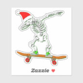 Skateboard Skeleton Santa 4-inch Kus Cut Vinyl Sticker (Vel)