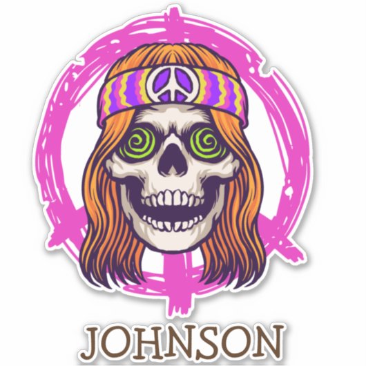 Skateboard SKULL HIPPY Sticker (Voorkant)
