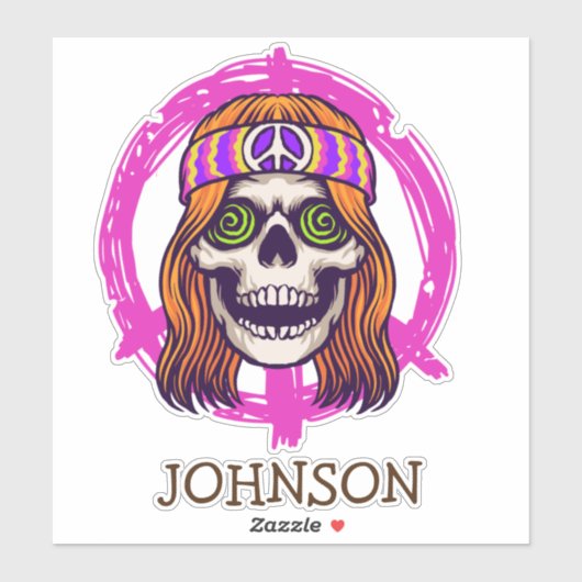 Skateboard SKULL HIPPY Sticker (Vel)