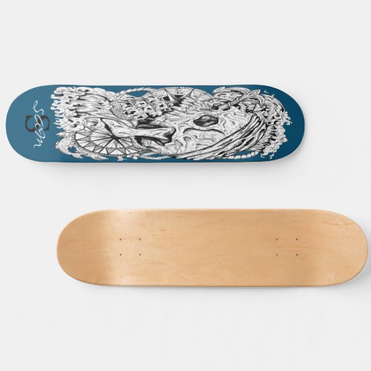 skateboard Skull Monogram Skeleton Blue Anchor (Horizontaal)
