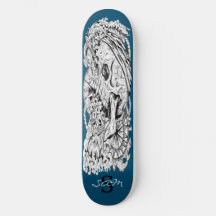 skateboard Skull Monogram Skeleton Blue Anchor
