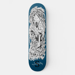 skateboard Skull Monogram Skeleton Blue Anchor