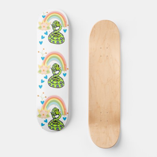 Skateboard Snake Regenboog Bloemen (Voorkant)