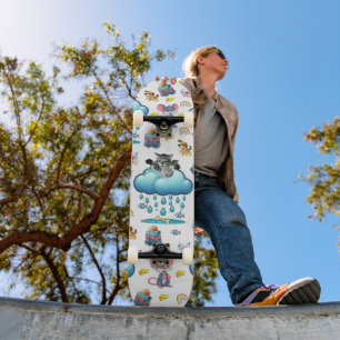 Skateboard Sport Meisjes Kat Hond Muis Regenboog V