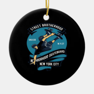 skateboard straat broederschap buurt keramisch ornament