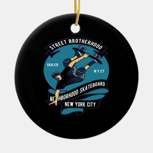 skateboard straat broederschap buurt keramisch ornament (Voorkant)