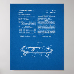 Skateboard Structure Patent - Blauwdruk Poster