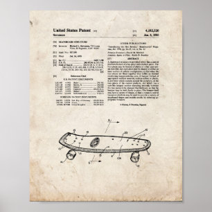 Skateboard Structure Patent - Oude look Poster
