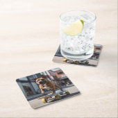 Skateboard Stunt: een Staffy in beweging Kartonnen Onderzetters (Insitu)