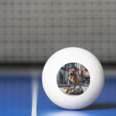 Skateboard Stunt: een Staffy in beweging Pingpongbal (Net)