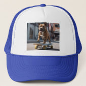 Skateboard Stunt: een Staffy in beweging Trucker Pet (Voorkant)