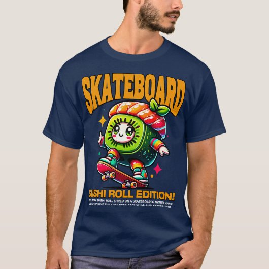 Skateboard Sushi Roll Editie T-shirt (Voorkant)