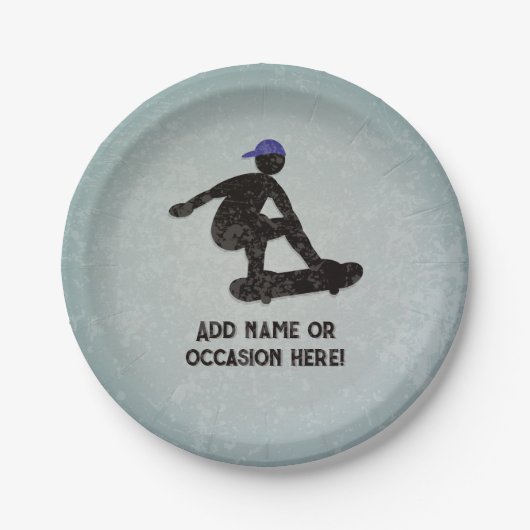 Skateboard thema - tiener / jonge mannen verjaarda papieren bordje (Voorkant)