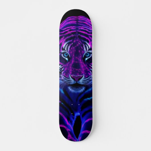 Skateboard Tigre Arístico de Rayas Fucsia (Voorkant)