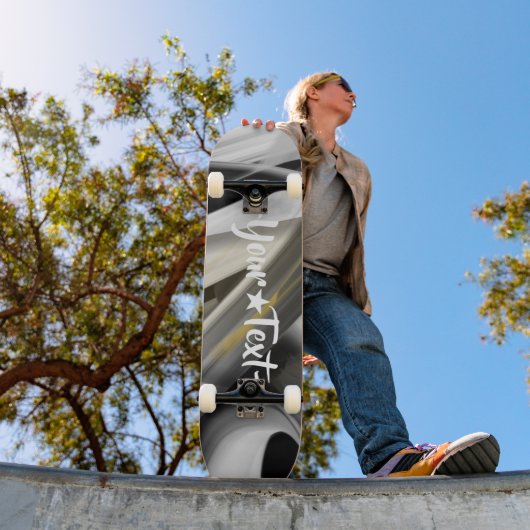 Skateboard Trend Abstract Art Zwart Wit Goud (Buiten 1)