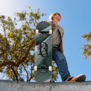 Skateboard Trend Abstracte Kunst Zwart Wit Groen