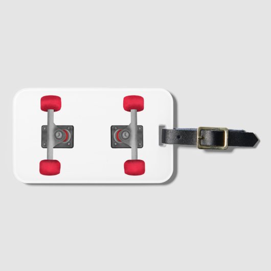 Skateboard trucks en wielen bagagelabel (Voorkant (horizontaal))