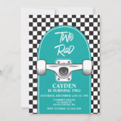Skateboard Twee Rad 2de Verjaardagsuitnodiging Kaart (Voorkant)