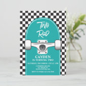 Skateboard Twee Rad 2de Verjaardagsuitnodiging Kaart (Staand voorkant)