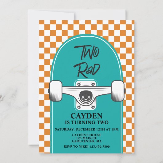 Skateboard twee rad 2e Verjaardag Kaart (Voorkant)