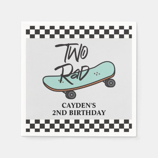 Skateboard Twee Rad 2e Verjaardag Servet (Voorkant)