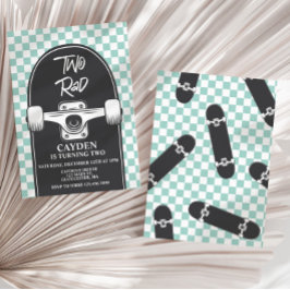 Skateboard Twee Rad 2e Verjaardag uitnodiging