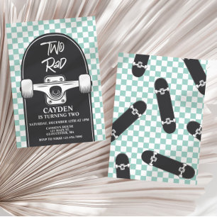 Skateboard Twee Rad 2e Verjaardag uitnodiging
